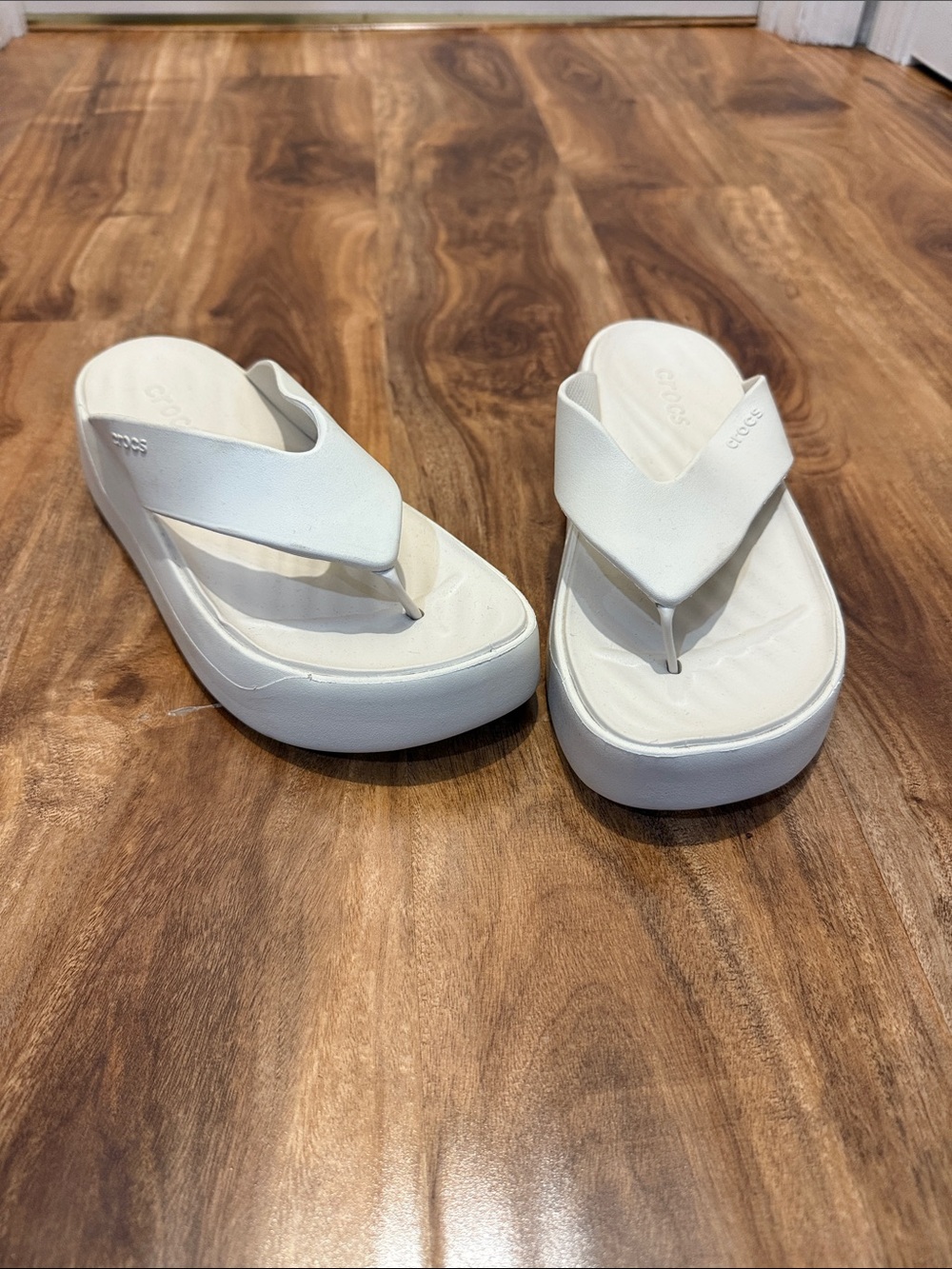 CROCS Women's White Platform Thong Sandals